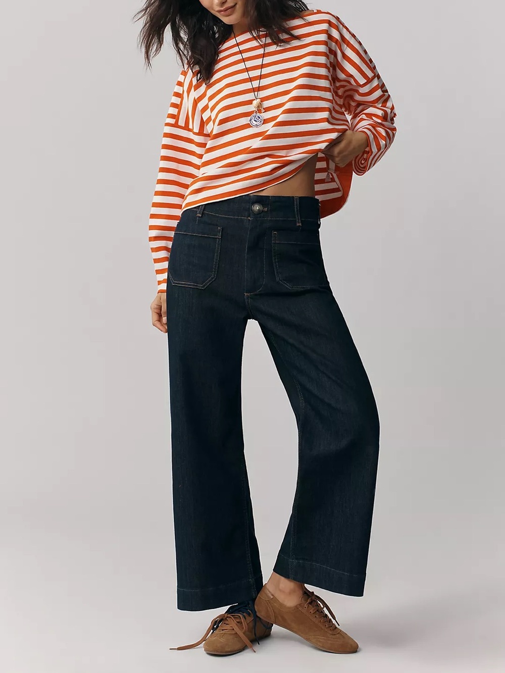 Maeve Colette High-Rise Wide-Leg Cropped Jeans